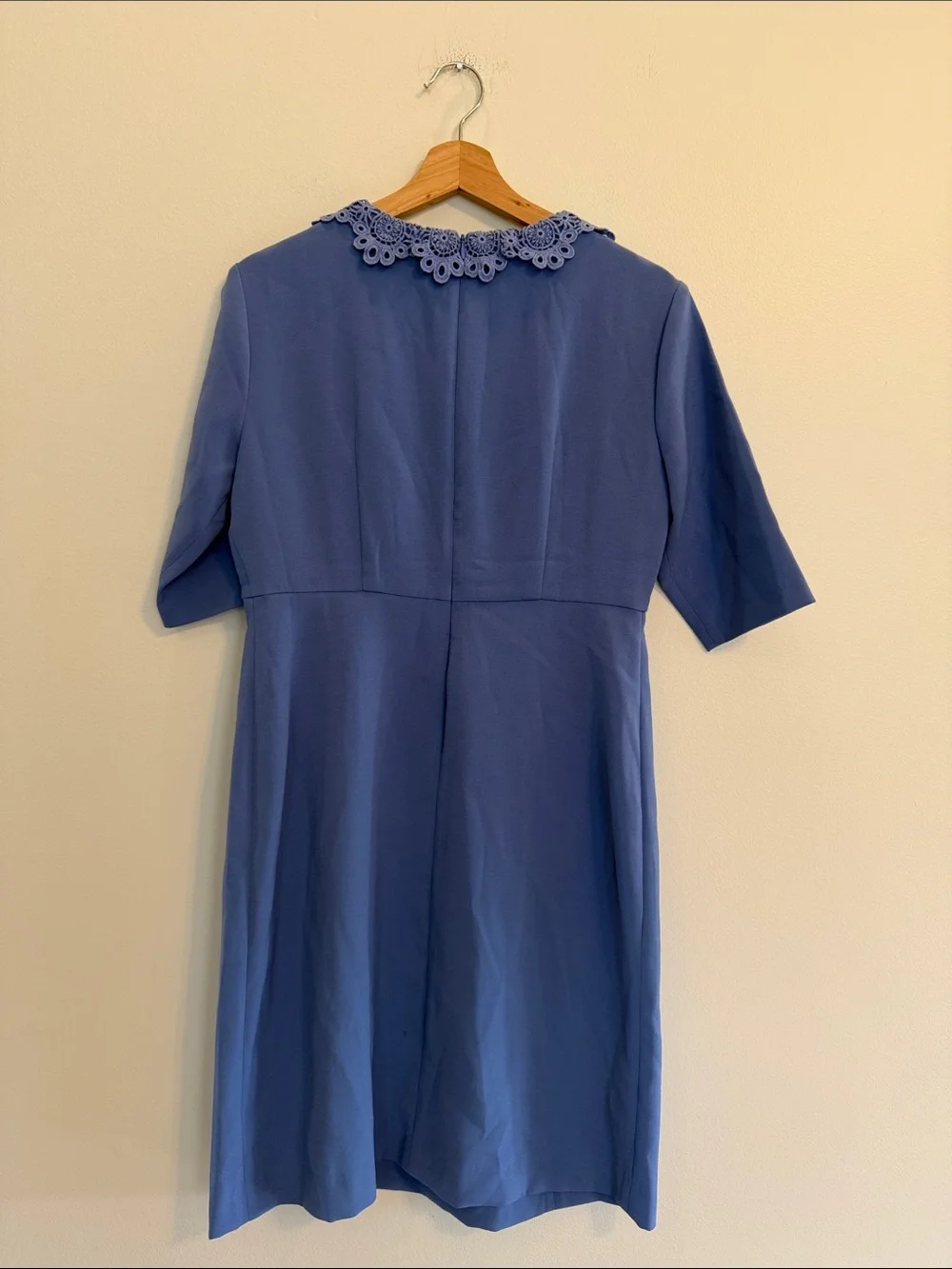 New NWT LUXE by Seraphine Juliet Crochet Collar Maternity Dress Cornflower